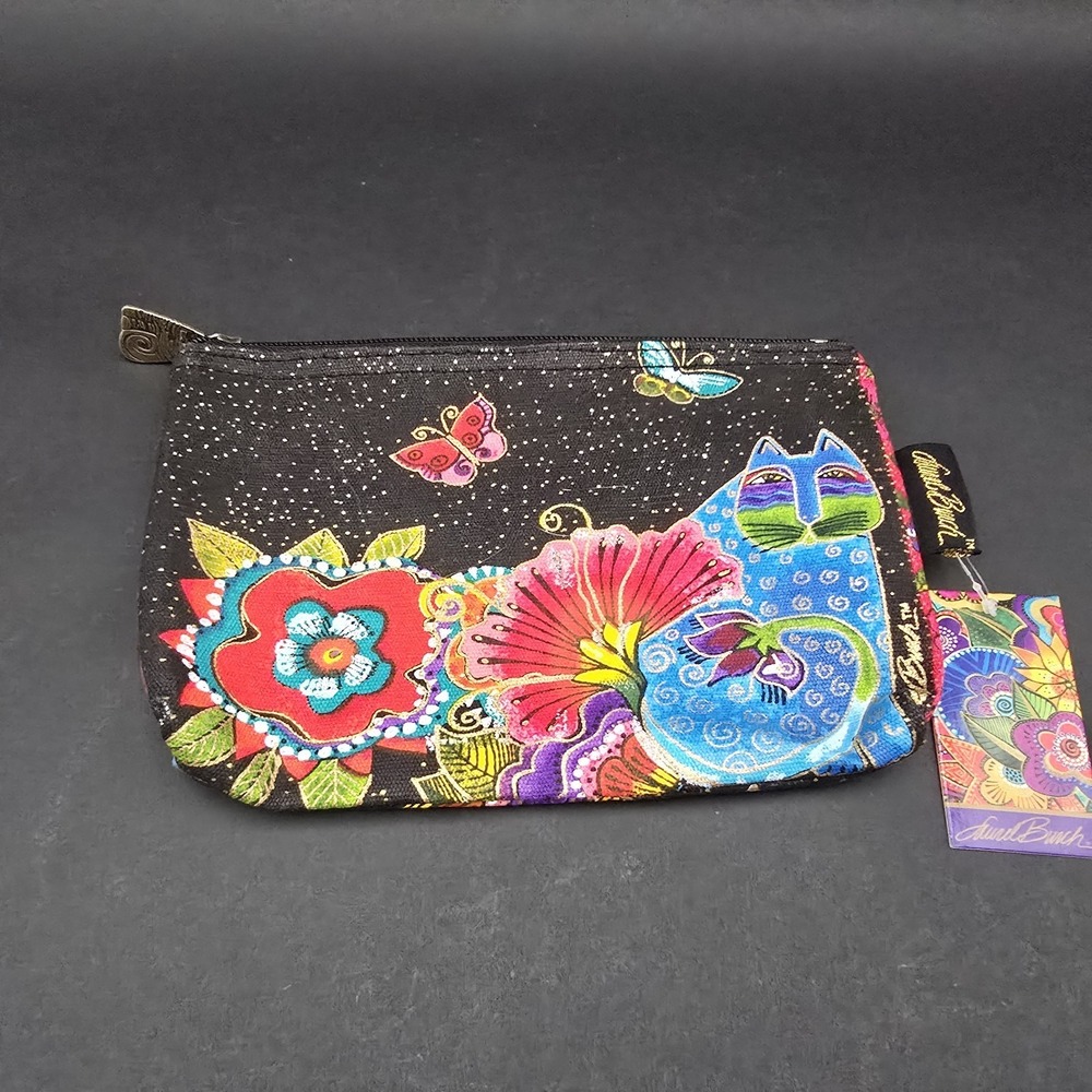 Laurel Burch Feline Cats Minis Cosmetic Bag NEW with Tag - Picture 1 of 8